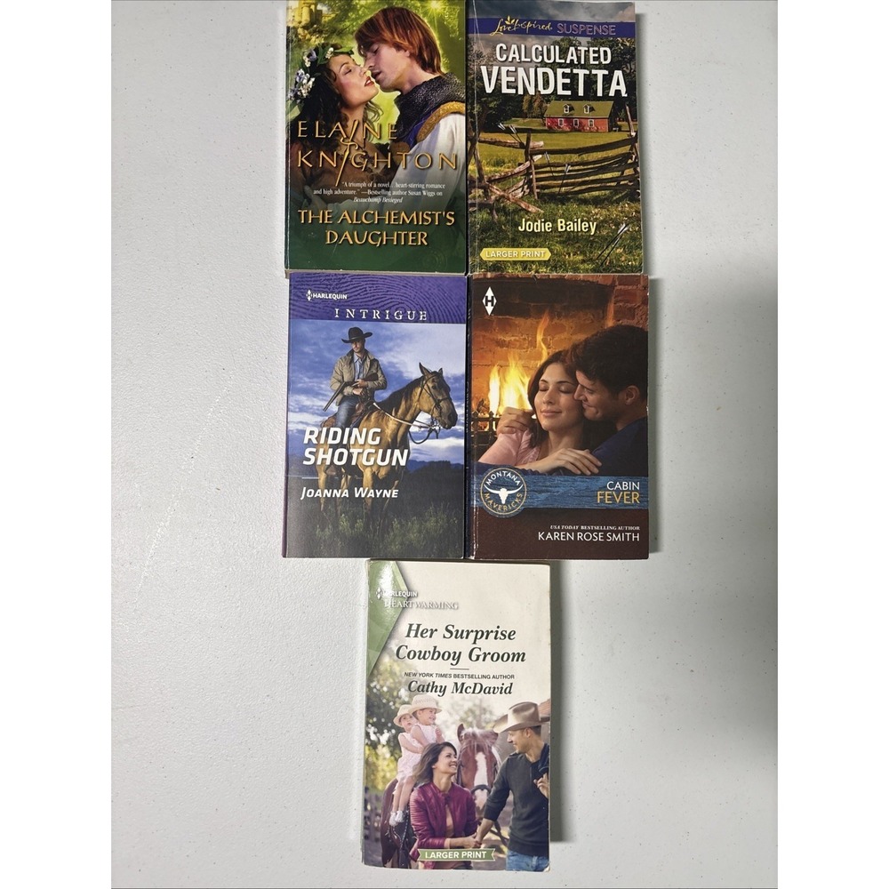 Lot of 5 Harlequin Romance Paperback Books Mixed Authors Western Suspense Novel